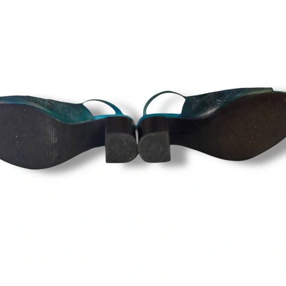 ROPER women’s turquoise leather Mika peep toe heels size 6 1/2 Western - Picture 6 of 12